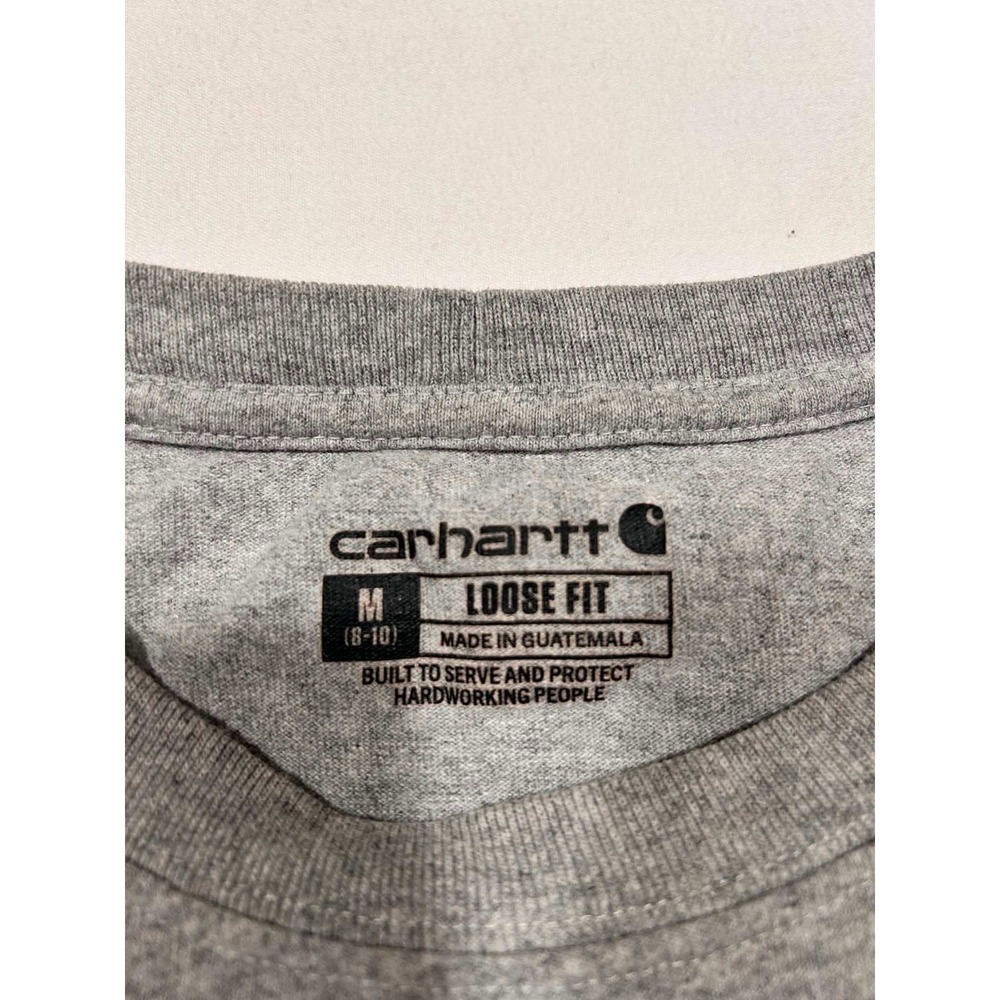 Carhartt Boys Gray Long Sleeve Graphic Logo T-Shirt Loose Fit Size M 8-10 - Picture 5 of 7